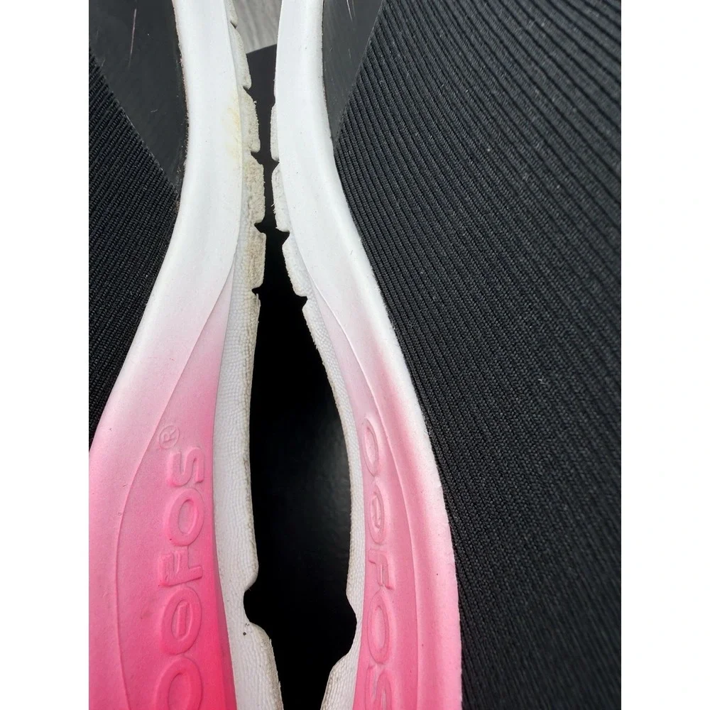 OOFOS OOmg Sport Low Womens Size 8.5 Black Pink Fade Recovery Slip On Shoes